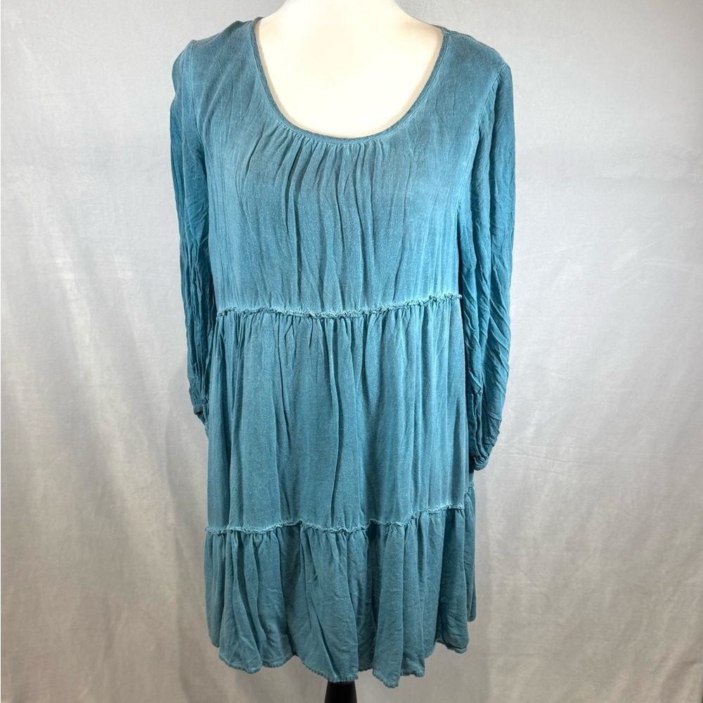 Entro blue long sleeve layered babydoll dress size medium